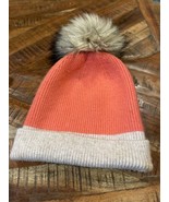  Women&#39;s Norla Canada Handmade Soft Knit Winter Beanie Hat Orange Pom Pom  - £11.68 GBP