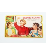Vintage Sewing Susan needle book gold eye nickel plate needles with thre... - $19.99