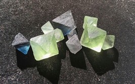 Fluorite Octahedral Green And Blue Crystals, Natural 63.5 10pcs 8mm - 30mm - $25.62