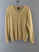Jos A Bank Sweater Mens Large Yellow Cashmere Travelers Collection V Neck L/S - £28.06 GBP
