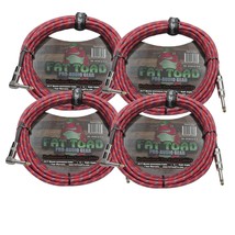 Guitar Cords (4 Pack) Right Angle to Straight-End Instrument Cable Tweed Cloth J - £29.19 GBP