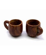 Wooden Tea &amp; Coffee Cups Mugs Set of 2 - 150 ml Approx - Wood - 2.5&quot; Dia... - £31.10 GBP