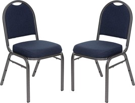 OEF Furnishings Premium Fabric Upholstered Stack Banquet Chair, Blue/Silver - £106.66 GBP
