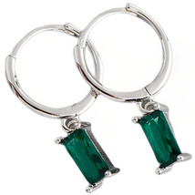 Anyco Earrings Sterling Silver Green Geometric Square 6 Colors Hanging Stud  - £17.38 GBP