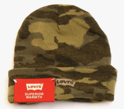 Levi&#39;s Knit Cuff Green Camouflage Beanie Camo Men&#39;s One Size NWT - £31.64 GBP