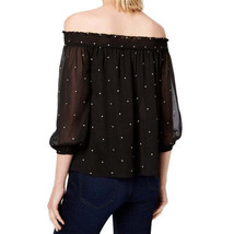 allbrand365 designer Womens Off The Shoulder Top Size Medium Color Black Dot - £53.82 GBP