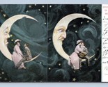 Romance Fumetto Paper Moon Viso Spooning IN The Doppio Vista DB Cartolin... - $21.45
