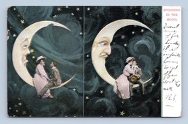 Romance Fumetto Paper Moon Viso Spooning IN The Doppio Vista DB Cartolina N9 - £17.14 GBP