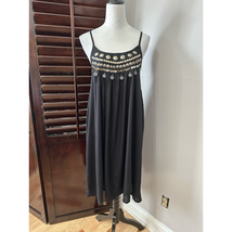 Area Stars Womens Slip Dress Black Cross Back Spaghetti Strap Embellishe... - $67.01