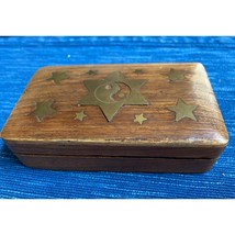 Vintage Yin Yang Wood Brass Trinket Box 964A - $24.14