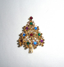 Eisenberg Ice Christmas Tree Brooch Pin Rhinestones Vintage Holiday Jewelry - £19.78 GBP