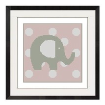 Elephant With Polka Dots Cross Stitch Pattern -1230a - $2.75