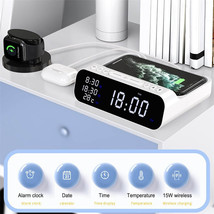 15W Three-in-one Wireless Charger Temperature Tester Multi Alarm Clock Fast Char - £33.26 GBP