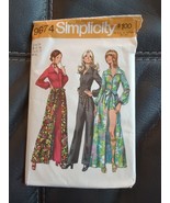 1971 SIMPLICITY 9674 Miss 14 RETRO JUMPSUIT ZIP FRONT PANTS SHORTS OVERS... - £18.75 GBP