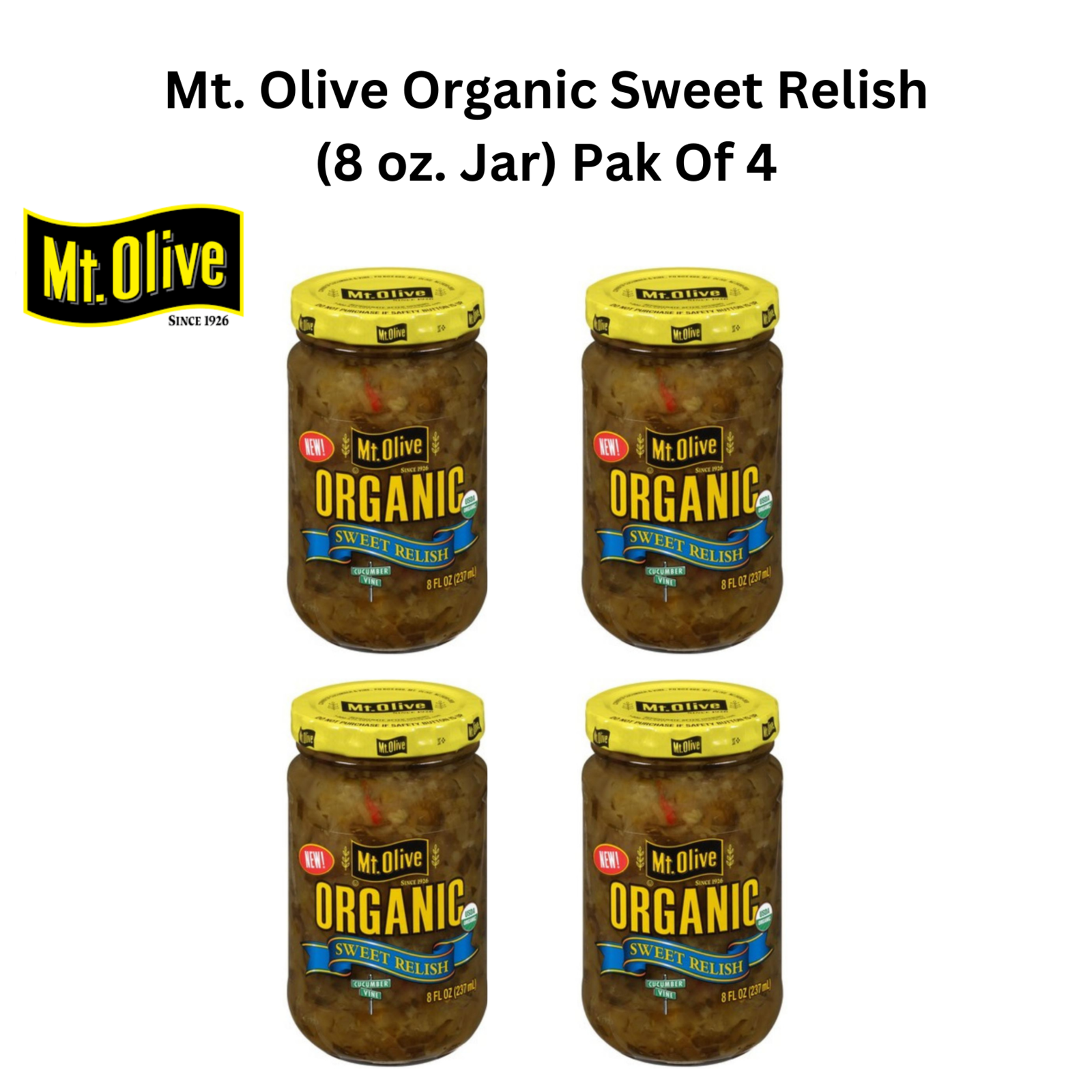 Mt. Olive Organic Sweet Relish (8 oz. Jar) 4 pack - £18.42 GBP