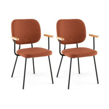 Set of 2 Modern Fabric Dining Chairs with Armrest and Curved Backrest-Or... - $2,812.13 MXN