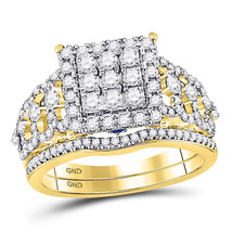 14k Yellow Gold Round Diamond Vintage-inspired Bridal Wedding Ring Set 1-1/8 Ctw - £1,198.01 GBP