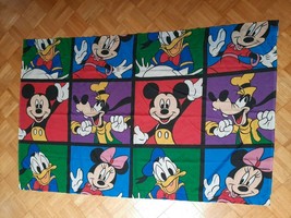 VTG Disney Mickey Mouse Goofy Curtains Drapes 2 Pc Color Block 1 Panel 1 Valance - £10.22 GBP