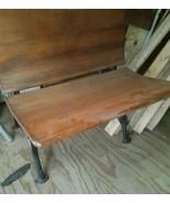Vintage Wood &amp; Wrought Iron School Desk Ink Well, # 2 Stamped Metal leg ... - $76.91 CAD
