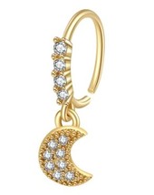 Dangle Nose Rings for Women Gold Color Crystal Nose Hoop Ring With Charm Danglin - £9.56 GBP