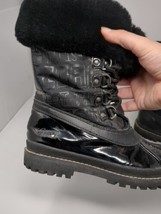 Coach Leonora Black Faux Fur Lace-Up Snow Winter Boots Signature Size 6 B Y2K - £38.91 GBP