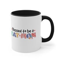 Blessed to be a cat mom animal lovers Accent Coffee Mug, 11oz gift  - £14.89 GBP