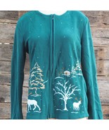 Holiday Editions Zip Up Fleece Ugly Christmas Sweater Size S - £25.06 GBP