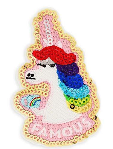 Disney Inside Out Rainbow Unicorn Famous Patched Patch Sequin Embroidered - £11.81 GBP