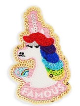 Disney Inside Out Rainbow Unicorn Famous Patched Patch Sequin Embroidered - £11.89 GBP