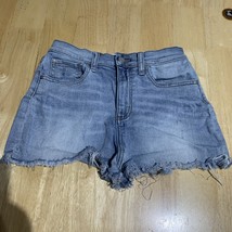 Victoria&#39;s Secret Pink Denim Shorts Distressed Women’s Blue Pockets Size 6 - $21.42