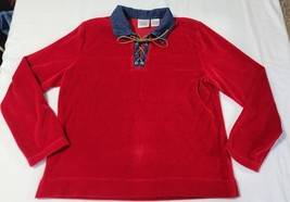 Jason Maxwell Quarter Laced Up Red Sweater Womens Medium - $18.00