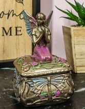 Art Nouveau Dragonfly Whisperer Fairy Fae Secret Trinket Jewelry Box 3.5"H - $24.99