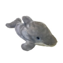 SEA WORLD Dolphin 15” Gray White Plush Bottlenose Blue Eyes Stuffed Anim... - $12.98