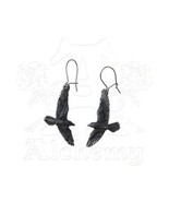 SteamPunk Victorian Alchemy Gothic Pewter Black Raven Loop Earrings, NEW... - £12.40 GBP