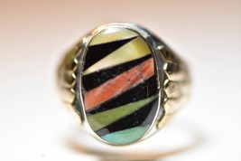 Navajo ring turquoise onyx spiny oyster tribal southwest women men sterling silv - £131.55 GBP
