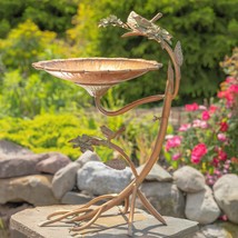 Zaer Ltd. Scallop Edge Metal Birdbath on Curved Branch Stand (Copper Color) - $139.95