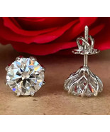 2 Ct Round Cut Lab-Created Diamond Studs Earring 14k White Gold Plated - $1,939.27 MXN