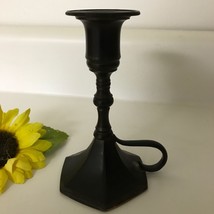 Antique Jennings Brothers Black Metal Candlestick Holder Single Primitive Farm - £21.82 GBP