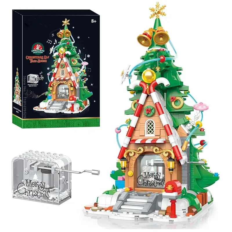 Christmas Tree House Building Kit Christmas Music Box Building Blocks Xmas Brick - £58.47 GBP+