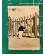Vintage found 1955 B &amp; W PHOTO Little Girl by Pickett Fence Black and White - £6.08 GBP