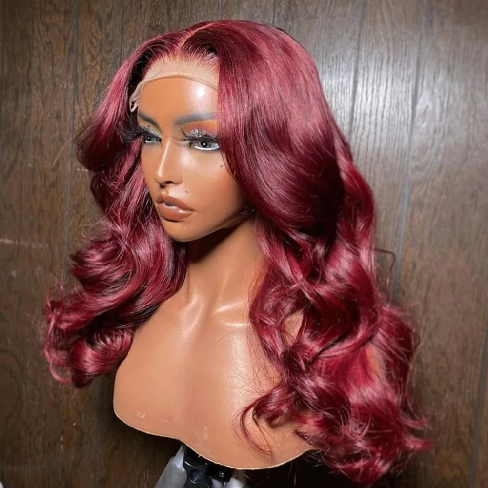 99J Burgundy Wig Synthetic Lace Wigs For Women Body Wave Glueless Pre Pluck - £29.34 GBP+