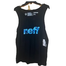 New Neff Men&#39;s Tank Top Black w Blue Beach Muscle Shirt Size Medium - $12.87