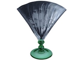 1920&#39;s Steuben Carder Era Fan Vase with intaglio cut Ship Etching - £213.49 GBP