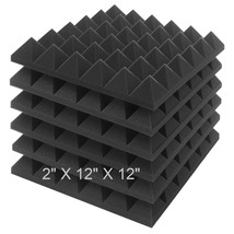 Acoustic Sound Foam Panels, 6 Pack 2&quot; X 12&quot; X 12&quot; Charcoal Soundproofing... - £21.98 GBP