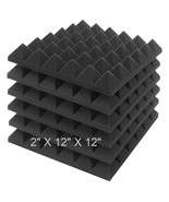 Acoustic Sound Foam Panels, 6 Pack 2&quot; X 12&quot; X 12&quot; Charcoal Soundproofing... - £21.20 GBP