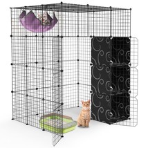 4Tier Cat Playpen Cage Black Iron Indoor Cat House Detachable Kitten House with  - £78.03 GBP