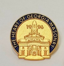 The Heart of Georgia Masonry Lapel Pin Masonic 7/8&quot; Gold tone Blue 1996 ... - $14.84