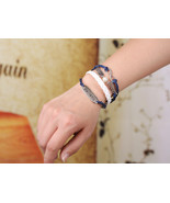 Silver Plated Believe Angel Infinity Blue Leather Cord Charms Bracelet 6... - $3.43 CAD