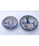 Pair of M A Hadley Hand Painted House Cow Assorted Bowls Stoneware Ceramic - £74.15 GBP