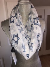 Bnwts Hanukkah Collection Blue White Hanukkah Menorah Holiday Infinity Scarf - £19.77 GBP